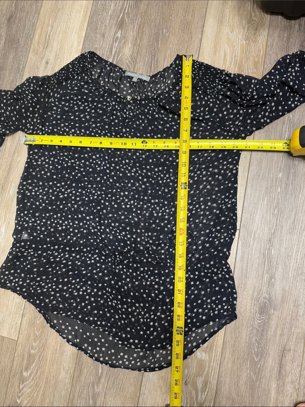 #17) Daniel Rainn Black Sheer Star-Print Peasant Blouse - Picture 4 of 7